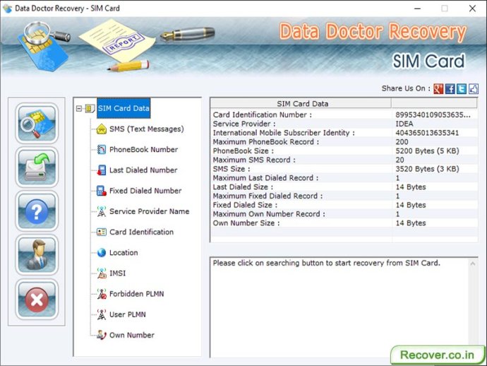 SIM Card Data Recovery Tool