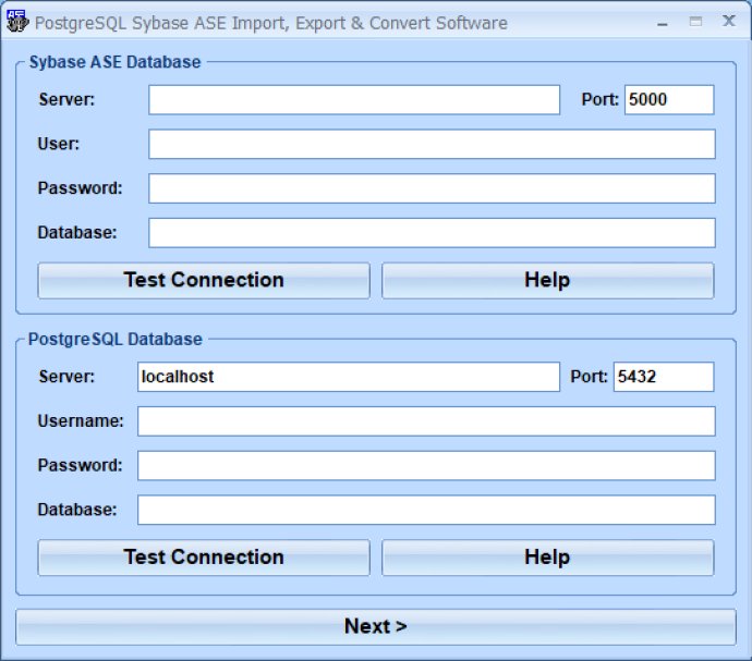 PostgreSQL Sybase ASE Import, Export & Convert Software