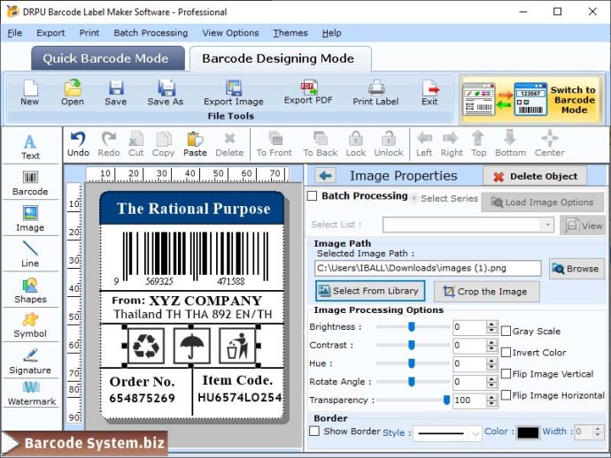 Generate Barcode Label Program
