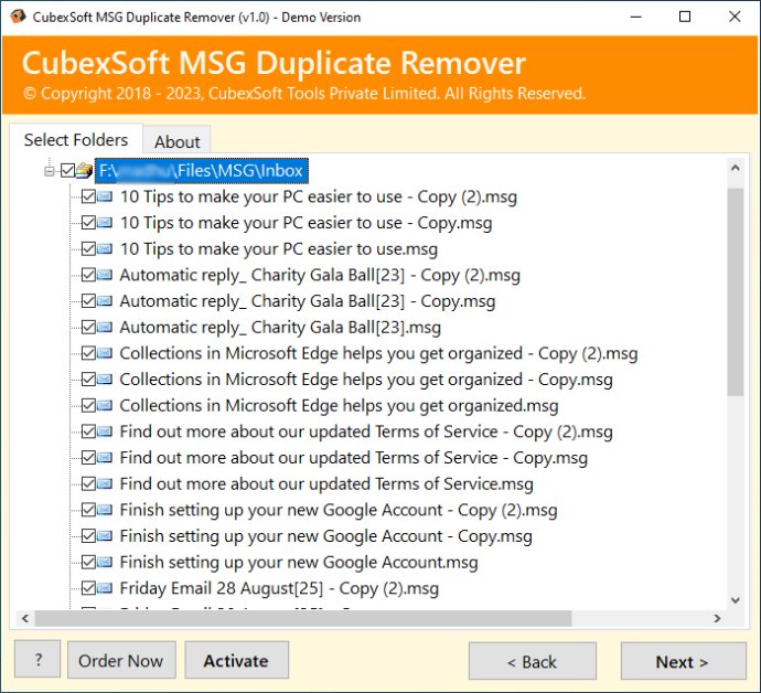 Erase Duplicates in MSG File