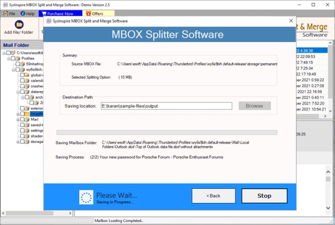 SysInspire MBOX Split and Merge Software
