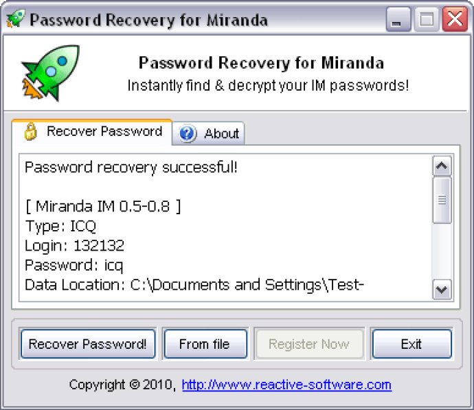 Miranda Password Recovery