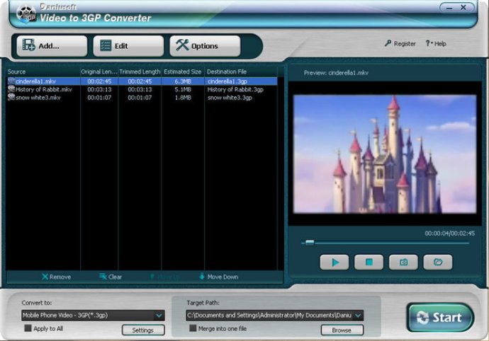 Daniusoft Video to 3GP Converter
