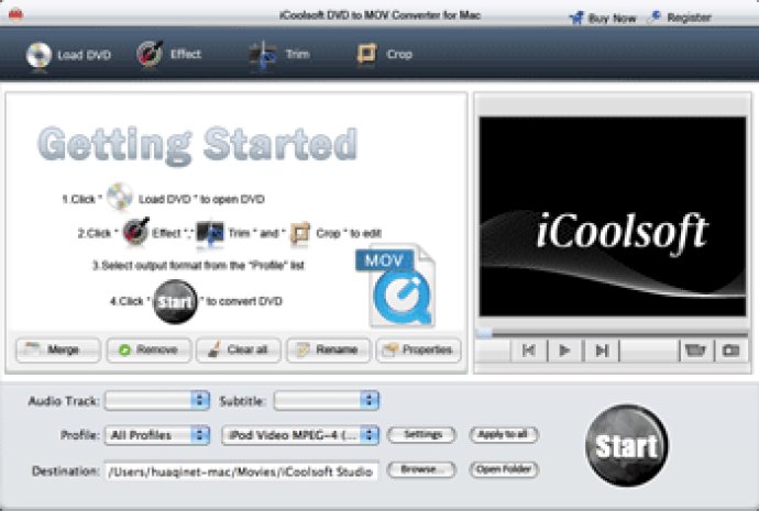 iCoolsoft DVD to MOV Converter for Mac