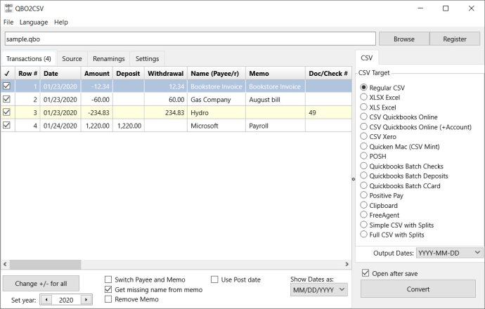 QBO2CSV for Mac