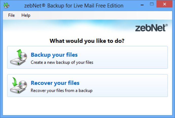 zebNet Backup for Live Mail Free Edition