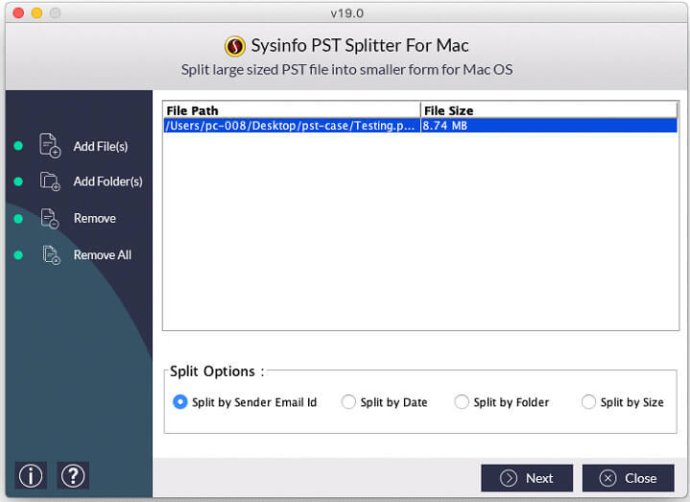 SysInfoTools MAC PST Splitter Software