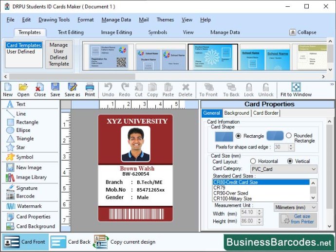 Barcode Enable Student Id Card