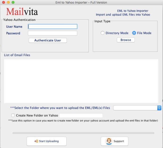 Mailvita EML to Yahoo Importer