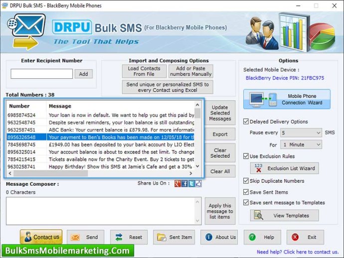 Blackberry Bulk SMS Marketing Software