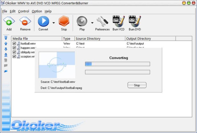 Okoker WMV to DVD MPEG Converter&Burner