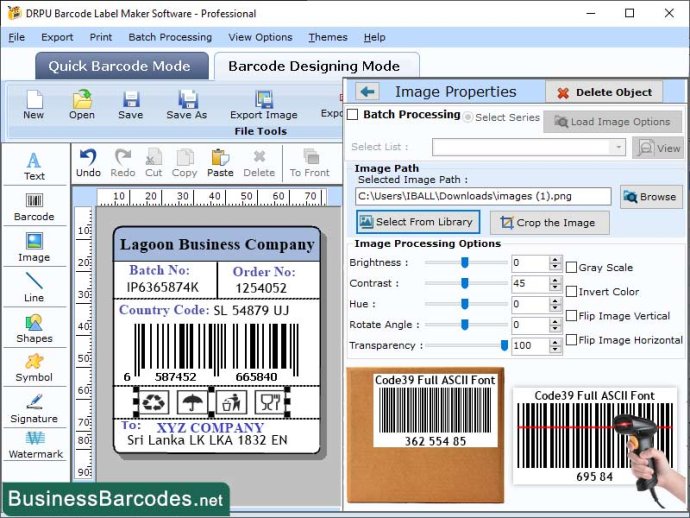 Full ASCII Barcode Scanner Application