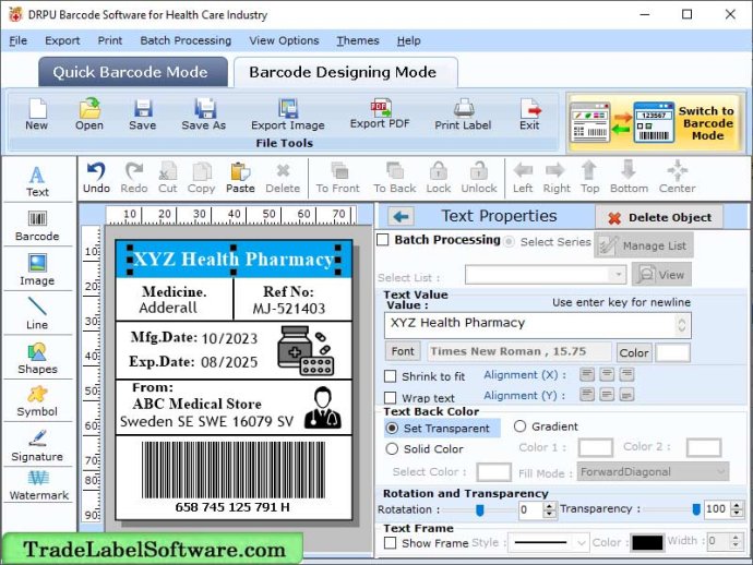 Medical Industry Barcode Software