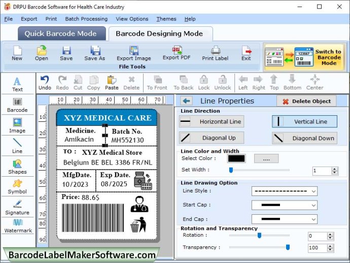 Medical Barcode Label Software