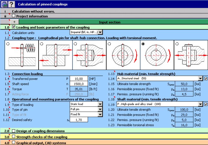 MITCalc Pinned couplings