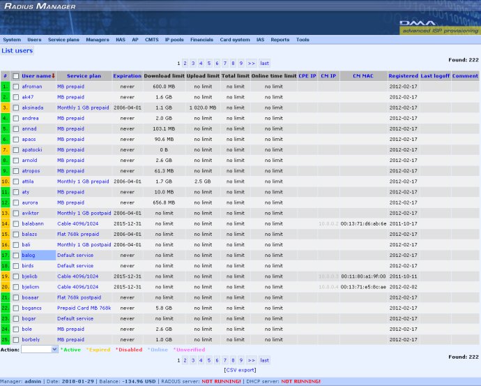 DMA Radius Manager