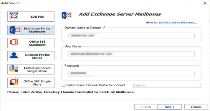 GainTools Exchange Recovery to recover E