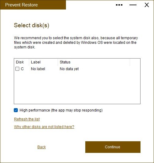 Prevent Restore