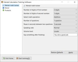 Mental Calculation Training Software