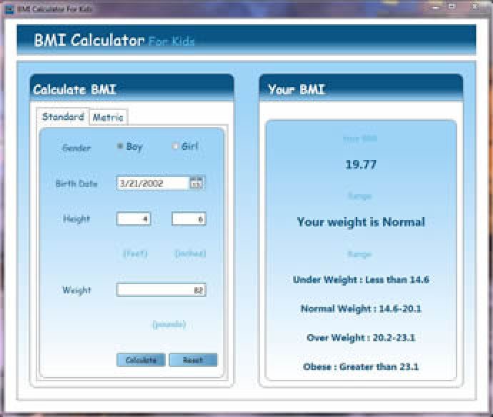 BMI Calculator for Kids
