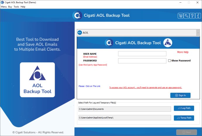Cigati AOL Backup Tool