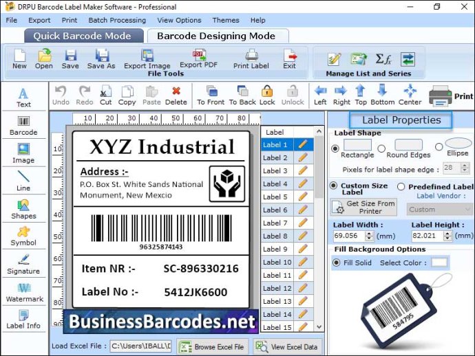 Business USS-93 Barcode Label Tool