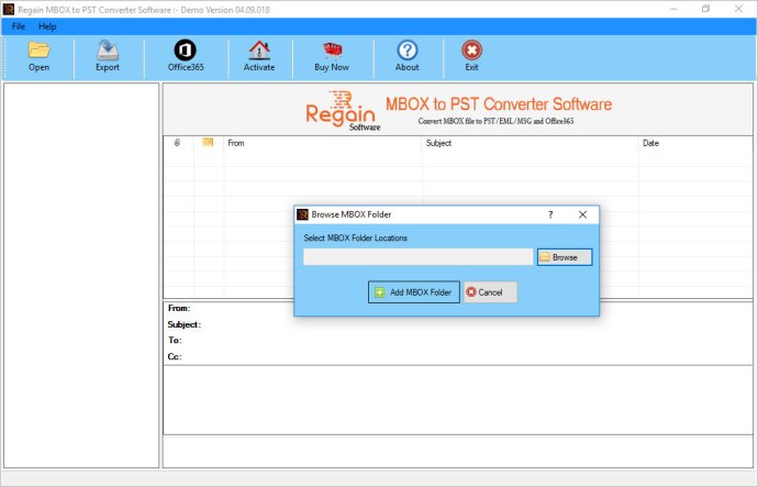 Regain MBOX File to PST Converter