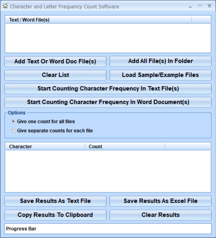 Character and Letter Frequency Count Software