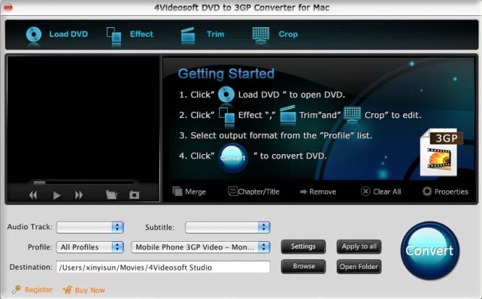 4Videosoft DVD to 3GP Converter for Mac
