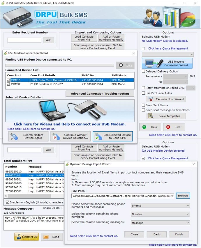 Send SMS Via Modem Send SMS Via Modem
