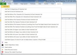 Excel Add Data, Text & Characters To All Cells Software