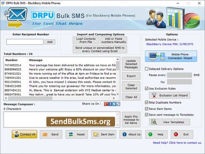 Bulk SMS Software Blackberry