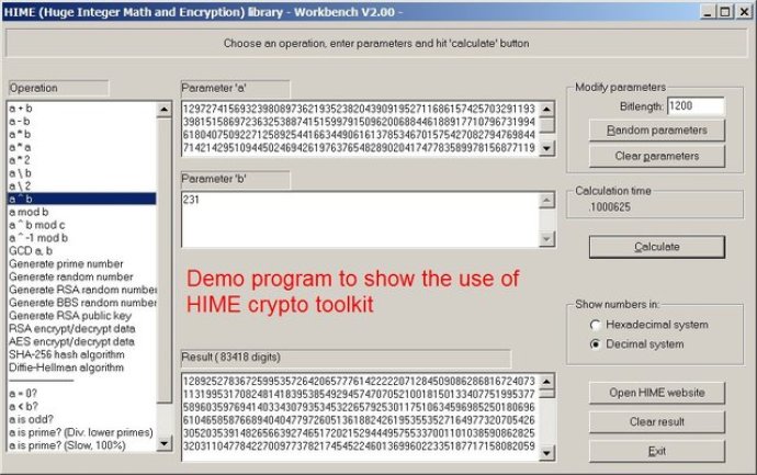 HIME: Huge Integer Math and Encryption
