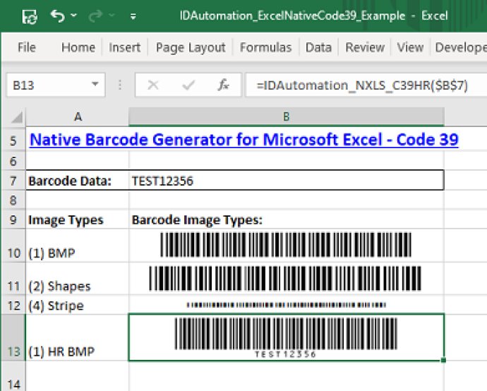Excel Code 39 Barcode Generator