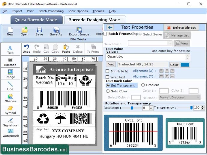 Printing UPCE Barcode Designing Software