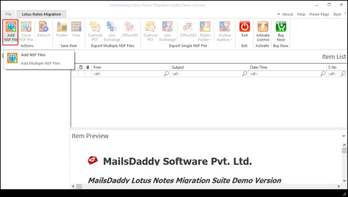 MailsDaddy Lotus Notes to Exchange Server Migration Tool