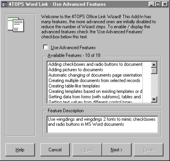4TOPS Word Link for MS Access 2000