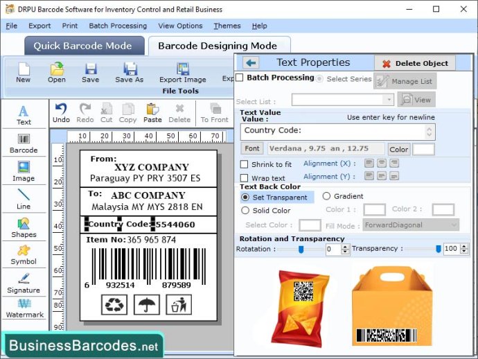 Packaging Barcode Maker Program