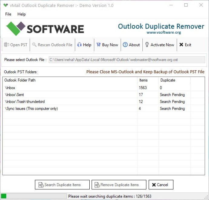 vMail Outlook Duplicate Remover