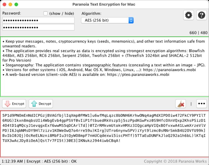 Paranoia Text Encryption for Mac