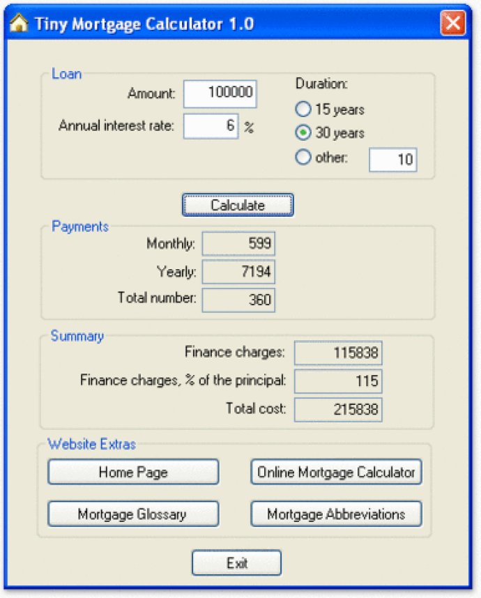 Tiny Mortgage Calculator