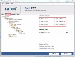 Outlook PST Splitter Utility