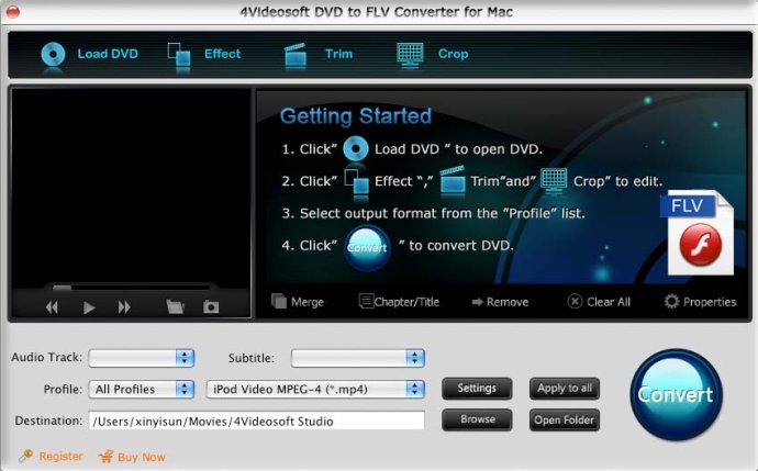 4Videosoft DVD to FLV Converter for Mac
