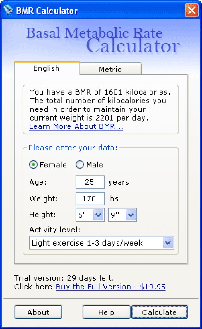 BMR (Basal Metabolic Rate) Calculator
