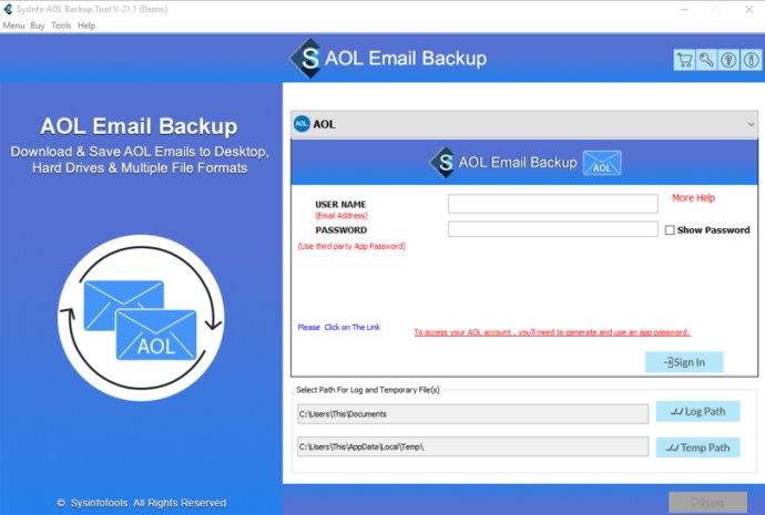 SysInfoTools AOL Mail Backup Tool