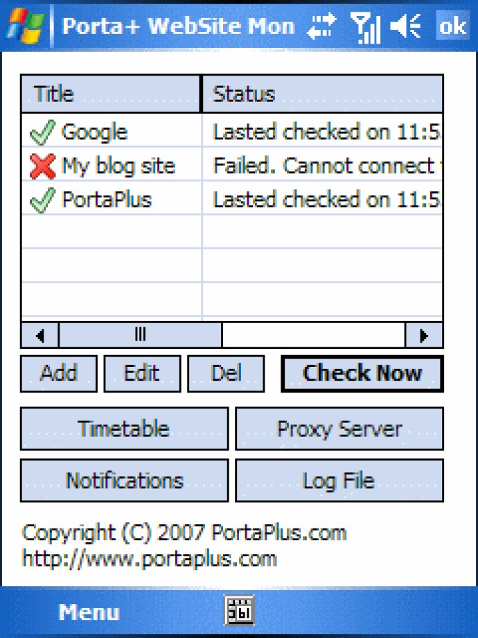 Porta+ WebSite Monitor