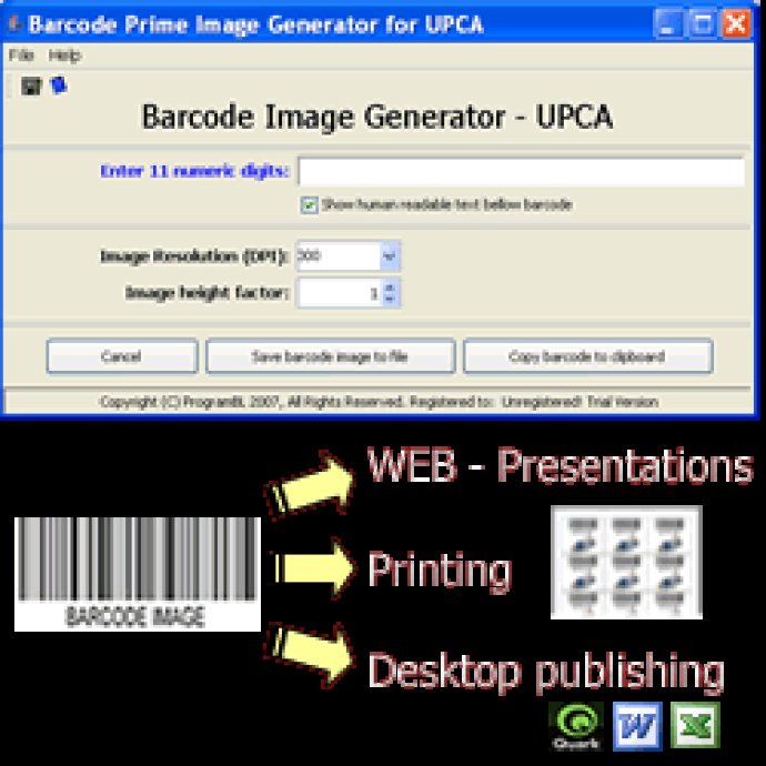 UPCA UPCE barcode prime image generator