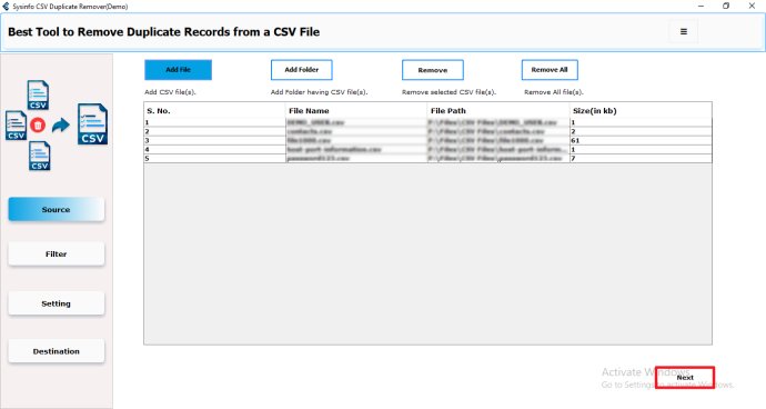 Sysinfo CSV Duplicate Remover