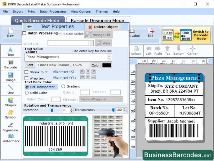 Generate Industrial 2 of 5 Barcode Tool Generate Industrial 2 of 5 Barcode Tool