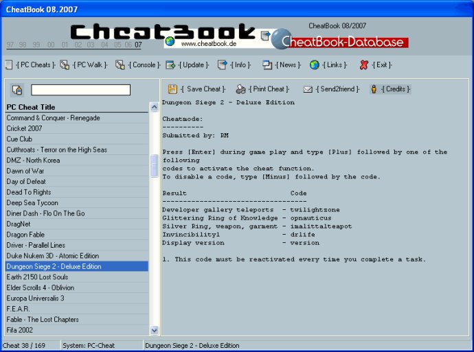 CheatBook Issue 08/2007